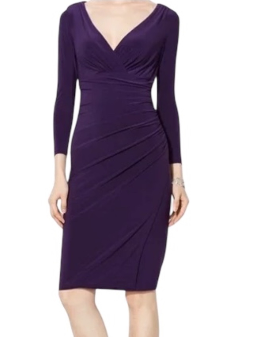LAUREN RALPH LAUREN Side Ruched Sheath Dress - Purple Size 2